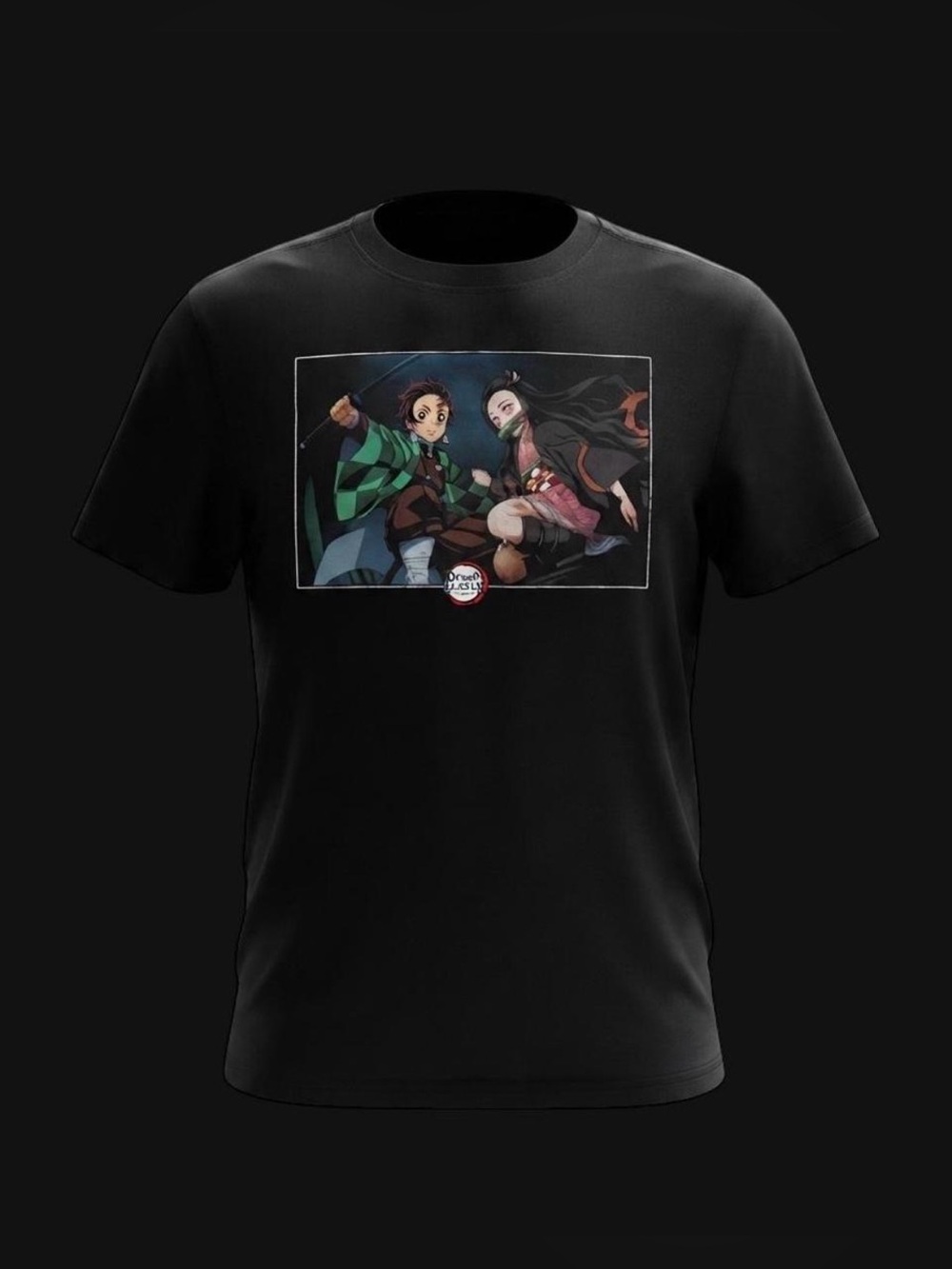 Demon Slayer Tanjiro and Nezuko Black Graphic T-Shirt Anime Merch Men’s M